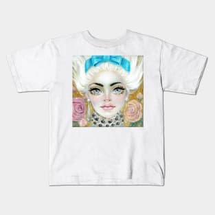 Marie Antoinette with Blue Bow Kids T-Shirt